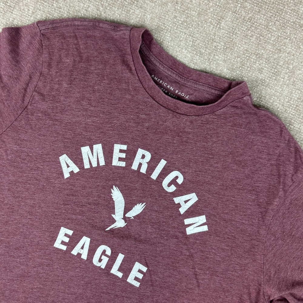 American Eagle Outfitters Super Soft T-Shirt Men Medium Purple Logo Standard Fit